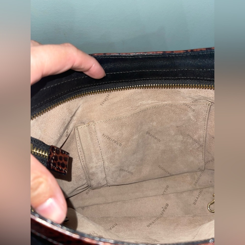 Brahmin Cayson Tri Textured leather shoulder bag black Tuscan - Picture 9 of 16